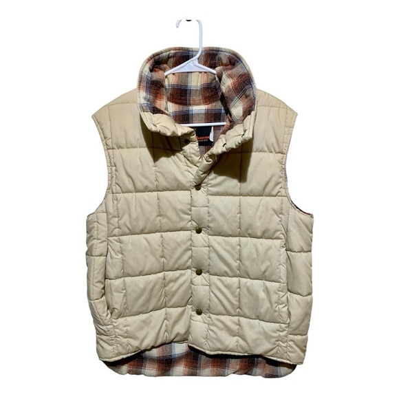 Vintage Richmond Brothers Flannel Lined Puffer Vest Size Large - Picture 1 of 4